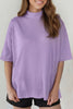 Beau Blue Solid Color High Neck Oversize Tee