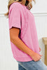 Mint Green Raw Cut Notched Neck Lace Patchwork Detail Mineral Wash Tee