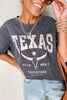 Medium Grey TEXAS Steer Head Graphic Mineral Wash Oversized T Shirt