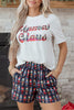 Pink Mama Claus Plaid Letter Tee Nutcracker Shorts 2pcs Lounge Set