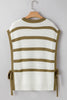 Khaki Stripe Tie Open Side Sweater Knitted Top