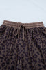 Brown V Neck Collar Leopard Printed 2pcs Short Set