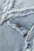 Beau Blue Frayed Edge Flap Pockets Denim Vest Jacket