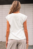 White Lace Patchwork Cap Sleeve Round Neck T Shirt