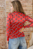 Red Game Day Rugby Mesh Sheer Long Sleeve Top