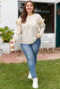 Khaki Plus Size Ruffled Arm Leopard Sweatshirt