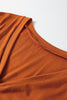 Grapefruit Orange Contrast Stitching Buttoned V Neck Half Sleeve Top and Drawstring Flare Pants Set