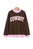 Grapefruit Orange Polka Dot Letter Graphic Colorblock Tunic Sweatshirt
