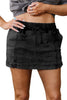 Black Drawstring High Waist Pocketed Denim Shorts