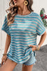 Multicolour Striped Wide Sleeve Loose T Shirt
