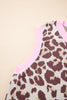 Brown Leopard Pattern Contrast Ribbed Trim Sweater Vest