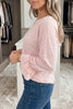 Gossamer Pink Ruffle Sleeve Long Sleeve Loose Pullover Top