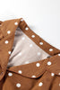 Brown Polka Dot Print Long Sleeve Shirt Pant 2pcs Pajama Set