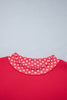 Pink Colorblock Polka Dot Contrast Trim Oversized Sweatshirt
