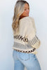 Parchment Contrast Stitch Detail V Neck Drop Shoulder Sweater