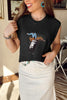 Black Western Cowboy Embroidery Round Neck Sleeveless Sweater