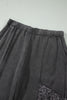 Dark Grey Plus Size Leopard Patchwork Mineral Wash Wide Leg Pants