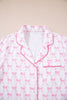 Pink Bow Print Long Sleeve Shirt and Pants Soft Pajama Set