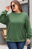 Blackish Green Loose Patchwork Crewneck Plus Size Sweatshirt