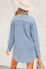 Blue Beau Chest Pocket Raw Hem Denim Loose Shirt Dress
