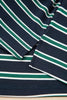 Green Stripe Ribbed Color Block Patchwork Crew Neck Patch Pocket Long Sleeve Top