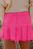 Navy Blue Plus Size Frilled Elastic Waist Lace Trim Boho Ruffled Shorts