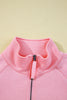 Pink Half Zip Sporty Pullover Mini Skirt 2pcs Outfit
