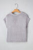 Light Grey Bowknot Applique Cap Sleeve Sweater