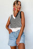 Black Contrast Chevron Knit V Neck Sweater Vest