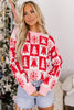 Pink Christmas Plaid Pullover Round Neck Long Sleeve Casual Fit Tunic Knitwear Sweater