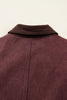 Coffee Corduroy Collar Zipped Front Denim Jacket
