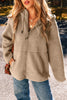 Medium Grey Fleece Zip Up Drawstring Hooded Pocketed Jacket
