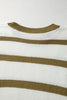 Khaki Stripe Tie Open Side Sweater Knitted Top