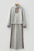 Black Striped Patchwork Quarter Zip Pullover Loose Pant Set