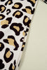 Khaki Leopard Long Sleeve Shift T Shirt Dress with Pockets
