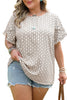 Khaki Plus Size Geometric Print Ruffled Sleeve Blouse