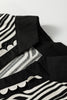 Black Geometric Print Contrast Scallop Color Block Patchwork Short Sleeve Blouse