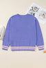 Wisteria Plus Size Striped Trim Drop Shoulder Knit Loose Sweater