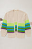 Parchment Color Block Crochet Open Front Plus Size Cardigan
