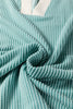 Light Blue Plus Size Contrast Frilled Neckline Ruffled Short Sleeve Ribbed Textured Blouse