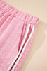 Pink Contrast Trim Textured Crewneck Tee and Pocketed Skirt Set