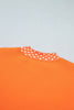 Grapefruit Orange Polka Dot Letter Print Contrast Trim Mock Neck Sweatshirt