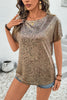 Parchment Shimmer Leopard Print Dolman Sleeve T Shirt