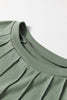 Grass Green Seam Detail Lace Contrast Cuffs Raglan Sleeve Top