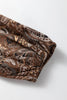 Brown Paisley Print Half Buttons Puff Sleeve Flowy Short Dress