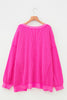 Rose Red Drop Shoulder Uneven Hem Plus Size Twisted Rib Top