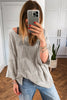 Seagrass Hollow Out Knit 7/8 Sleeve Casual Sweater