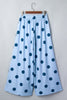 Beige Polka Dot Wide Leg Elastic Waist Casual Pants