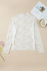 White Plus Size Floral Mesh Long Sleeve Top