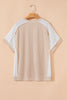 Parchment Twist Rib Colorblock Hi Low Plus Size Short Sleeve Top